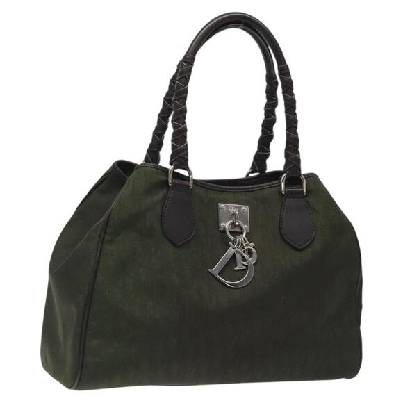 DIOR Trotter Canvas Tote Bag Nylon Khaki Silver - Picture 1 of 12